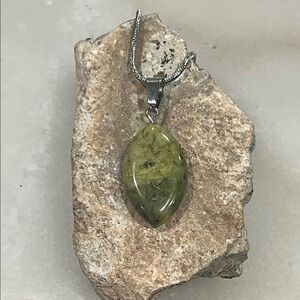 Green Serpentine Stone Pendant Necklace